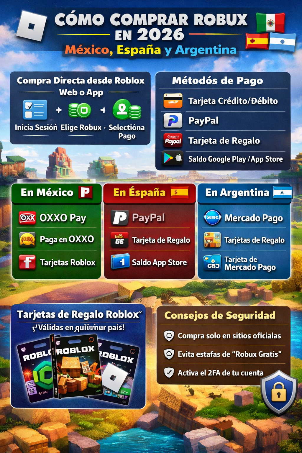 Comprar Robux en México, España y Argentina 2026